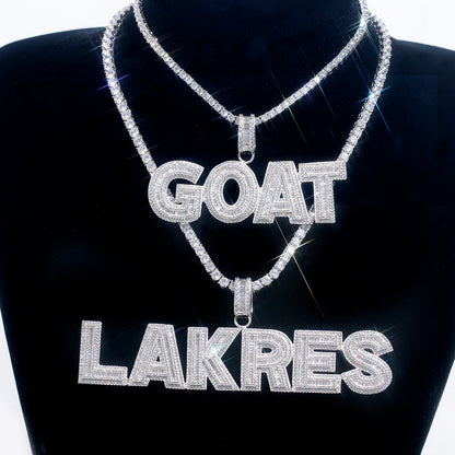 Customized Letters Pendant - Square Diamond Necklace 14K / White Gold