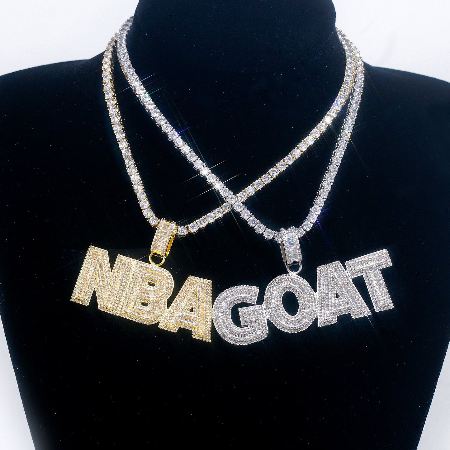 Customized Letters Pendant - Square Diamond Necklace 14K / White Gold