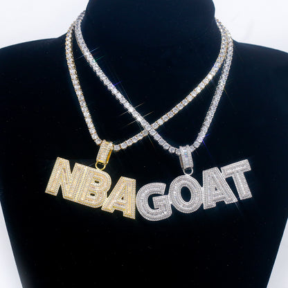 Customized Letters Pendant - Square Diamond Necklace 14K / White Gold