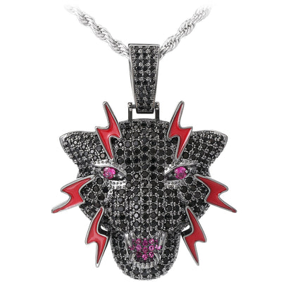 Gun Black Iced Out Dragon Pendant Tripodjewelry