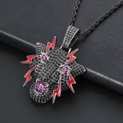 Gun Black Iced Out Dragon Pendant Tripodjewelry