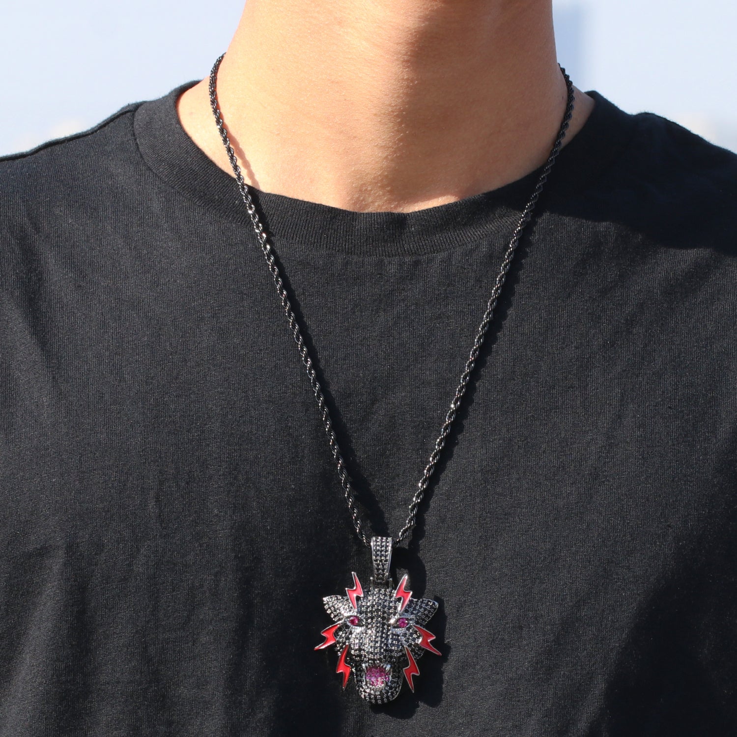 Gun Black Iced Out Dragon Pendant Tripodjewelry