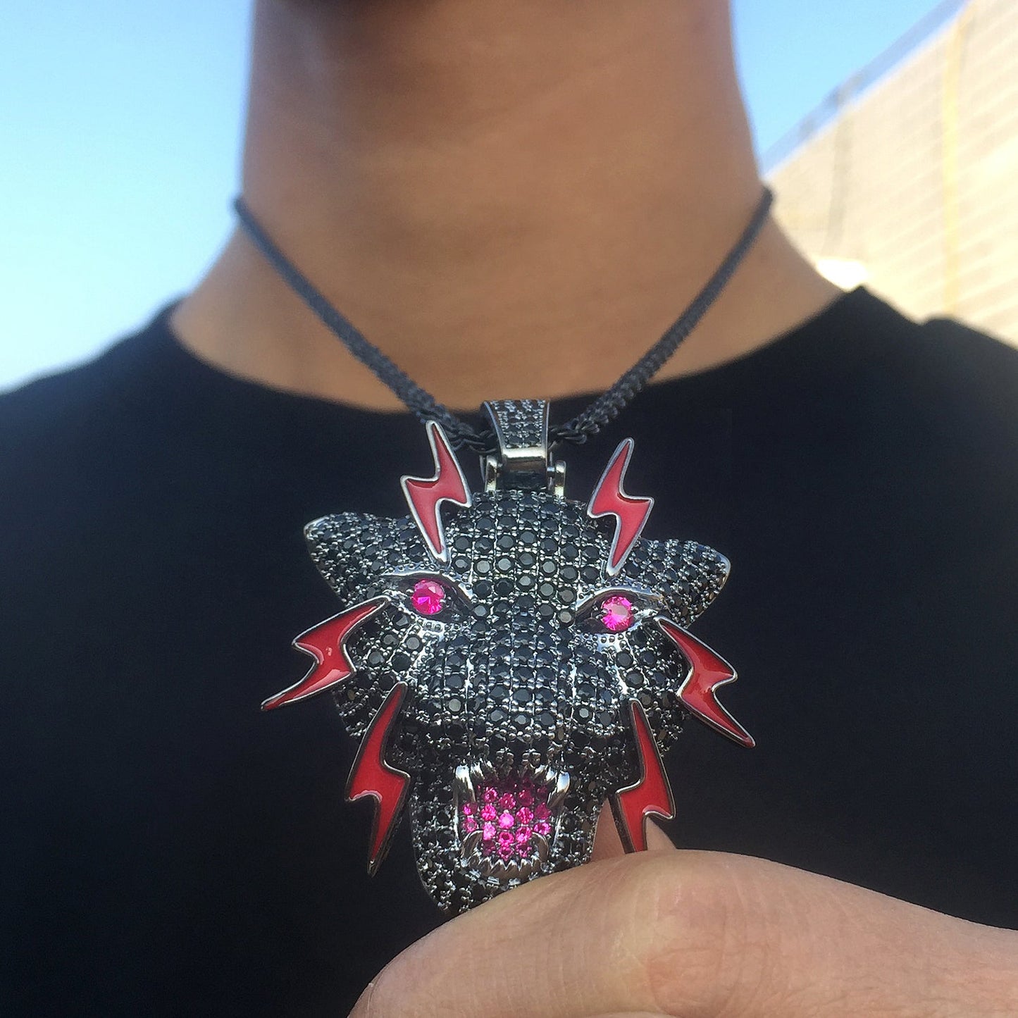 Gun Black Iced Out Dragon Pendant Tripodjewelry