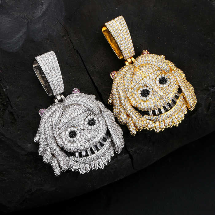 18K/White Gold Plated Large Iced Out Emoj Pendant - Tripodjewelry