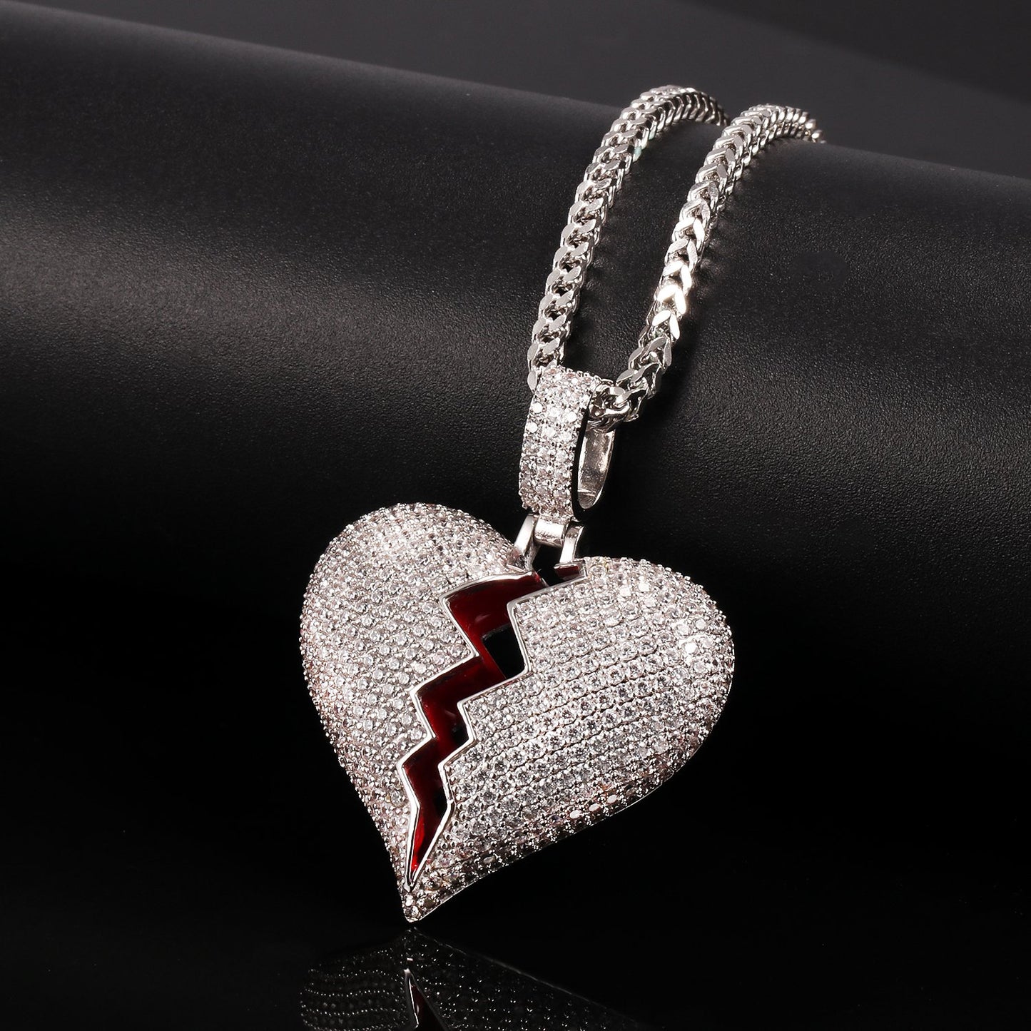 White Gold Diamond Break Heart Pendant