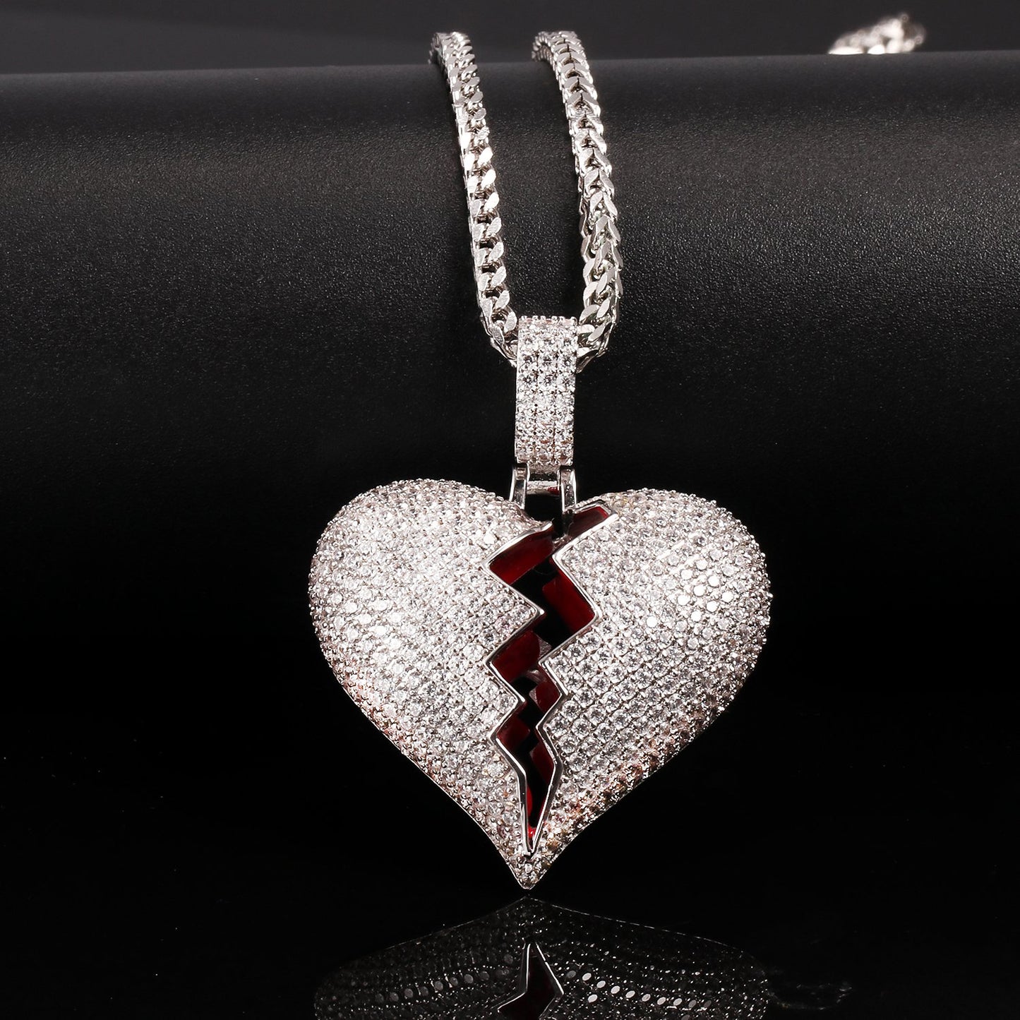 White Gold Diamond Break Heart Pendant
