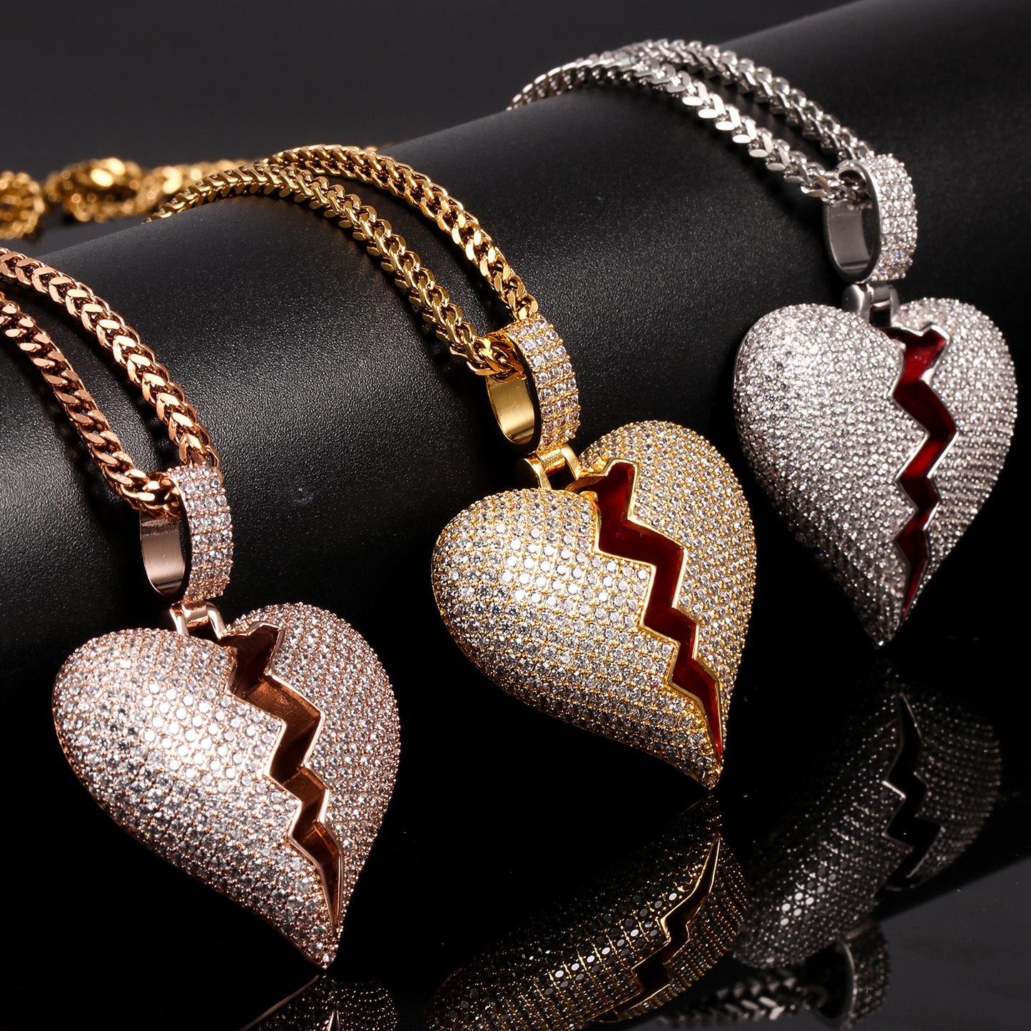 14K Gold Diamond Break Heart Pendant