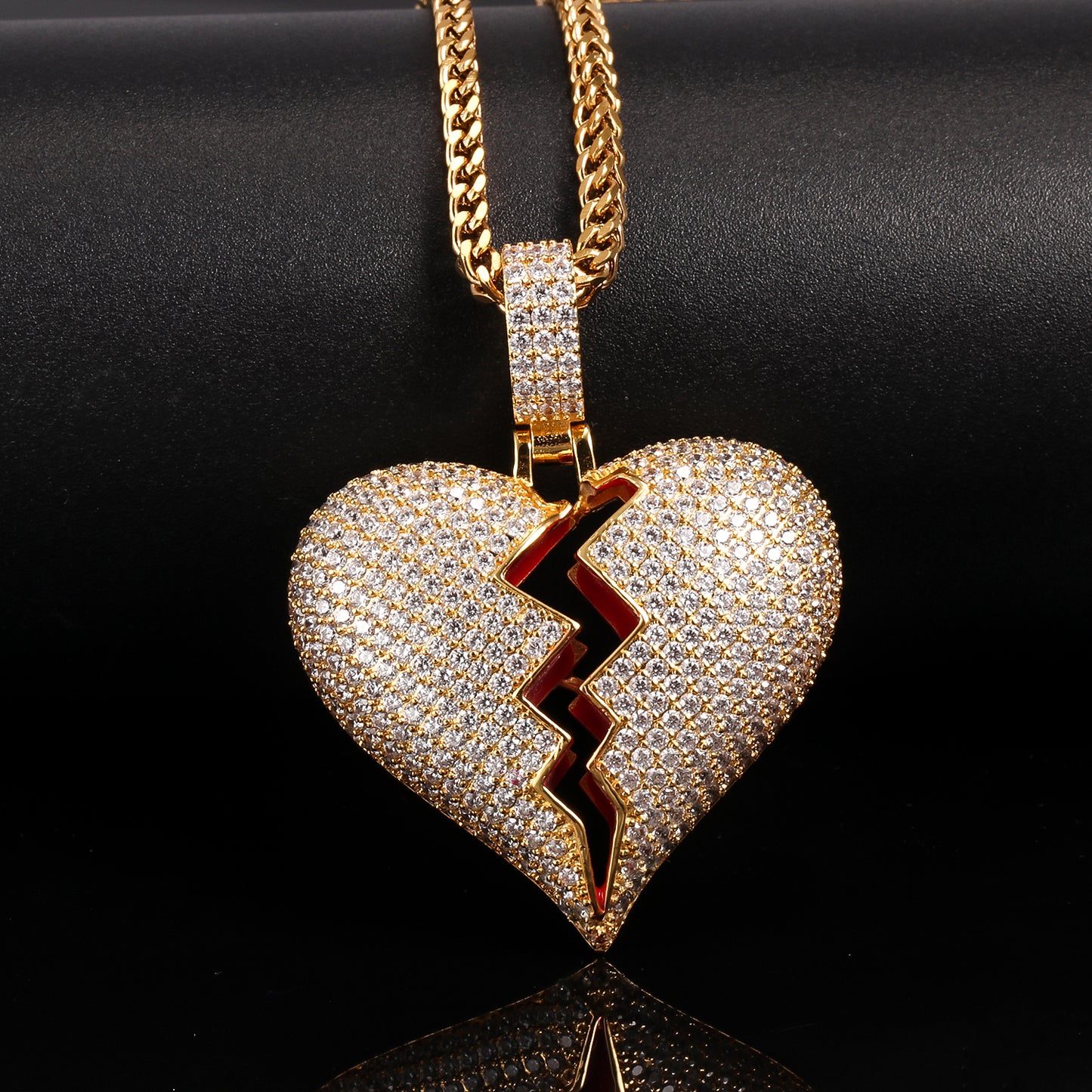 14K Gold Diamond Break Heart Pendant
