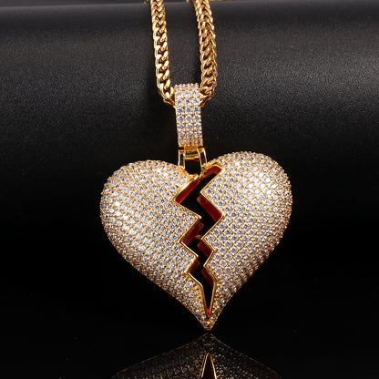 14K Gold Diamond Break Heart Pendant