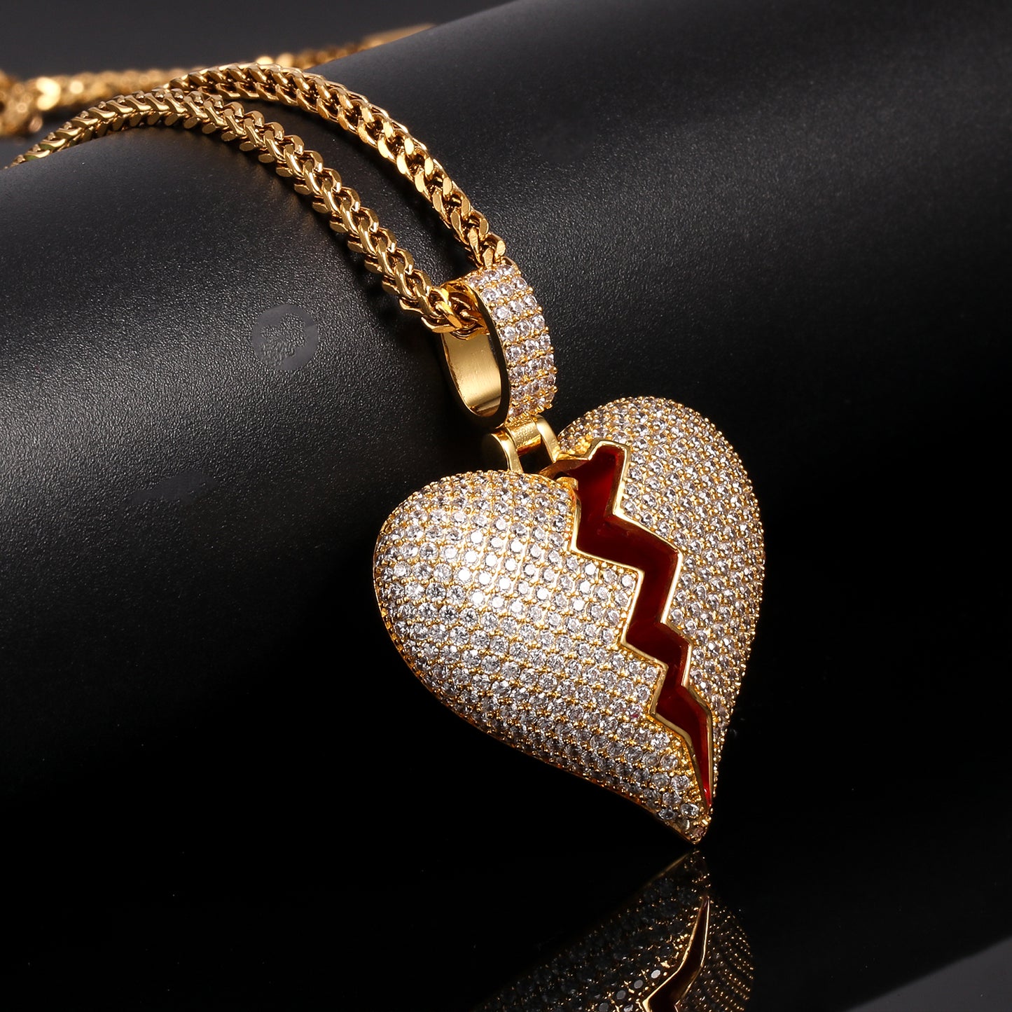 14K Gold Diamond Break Heart Pendant