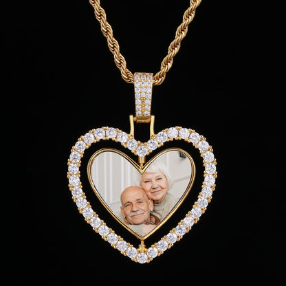 Picture Custom Pendant - Heart Shape Turnable centre