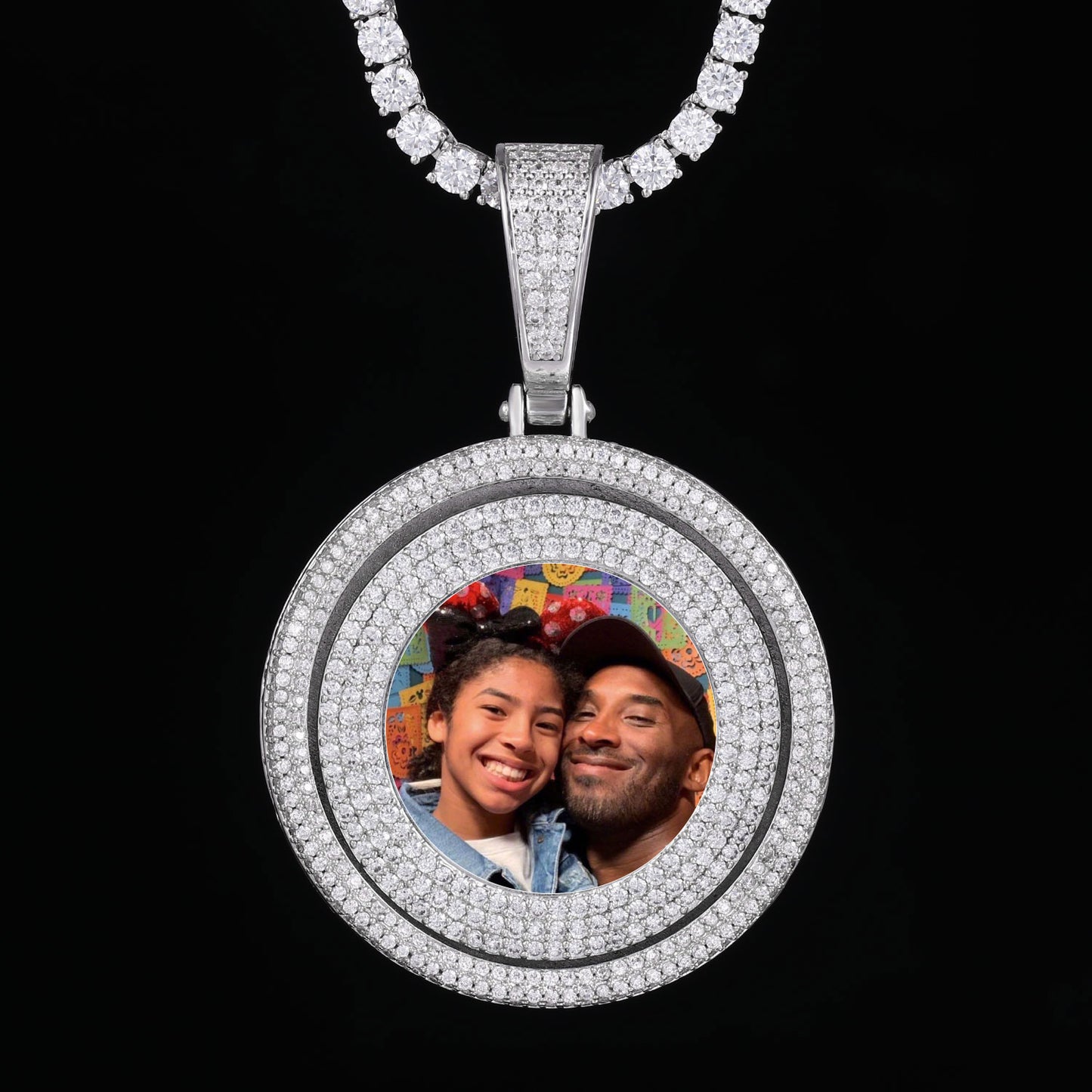 Picture custom pendant - Round-Shaped Turnable Centre Hip Hop Jewelry