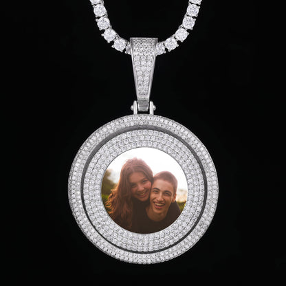 Picture custom pendant - Round-Shaped Turnable Centre Hip Hop Jewelry