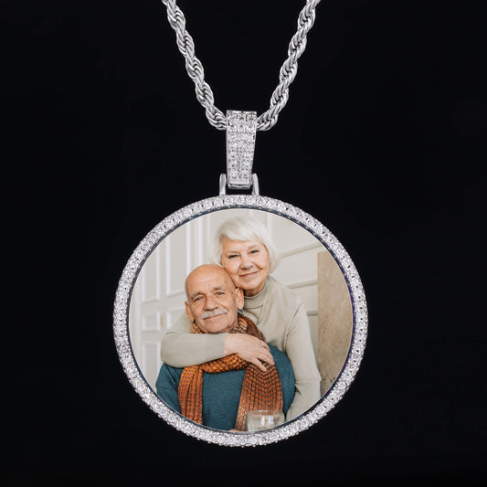 Picture Custom Pendant - Small Round Zirconia Personalized Necklace