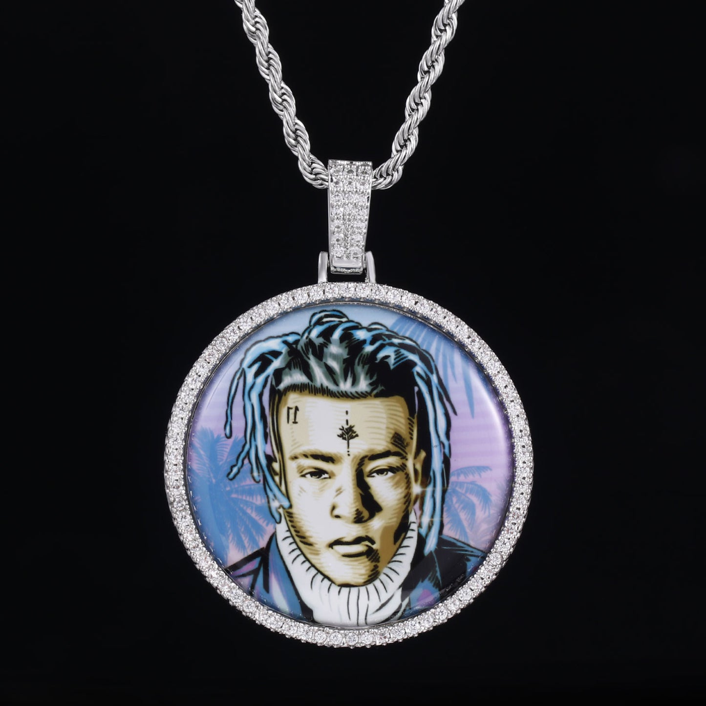 Picture Custom Pendant - Small Round Zirconia Personalized Necklace