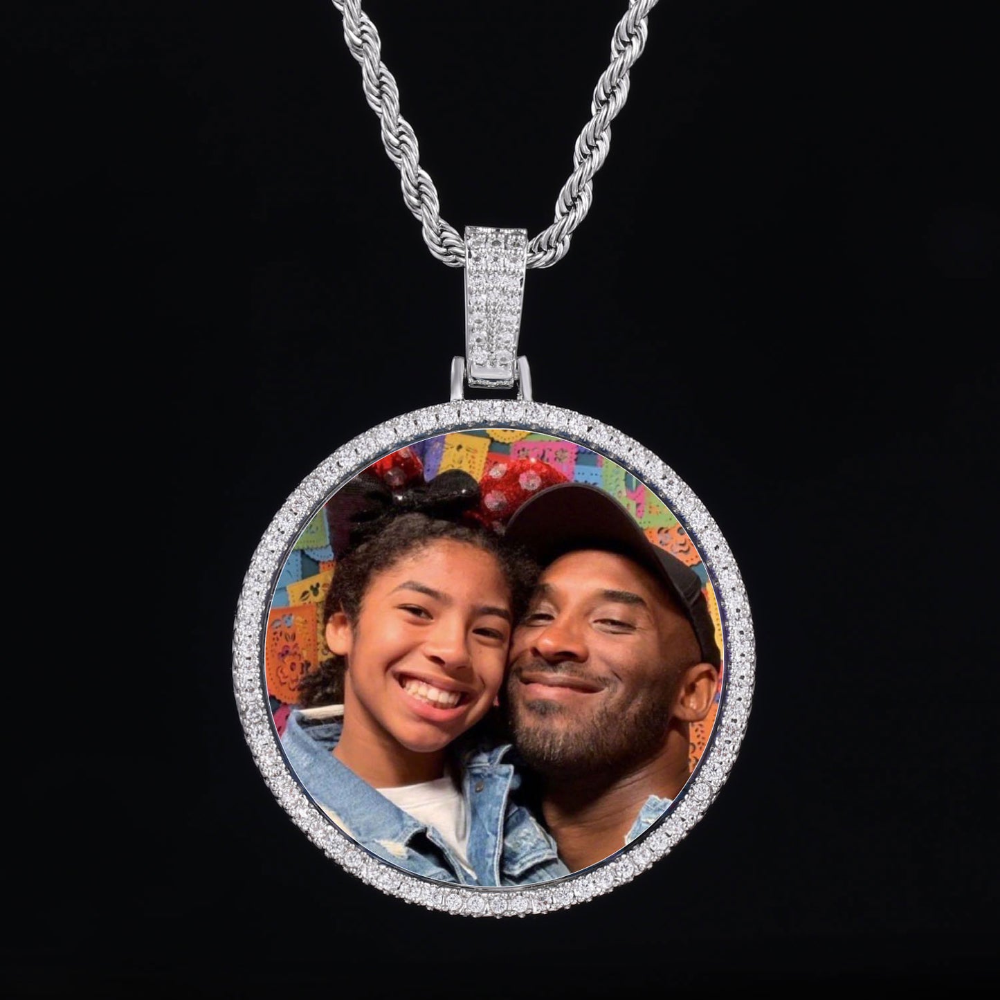 Picture Custom Pendant - Small Round Zirconia Personalized Necklace