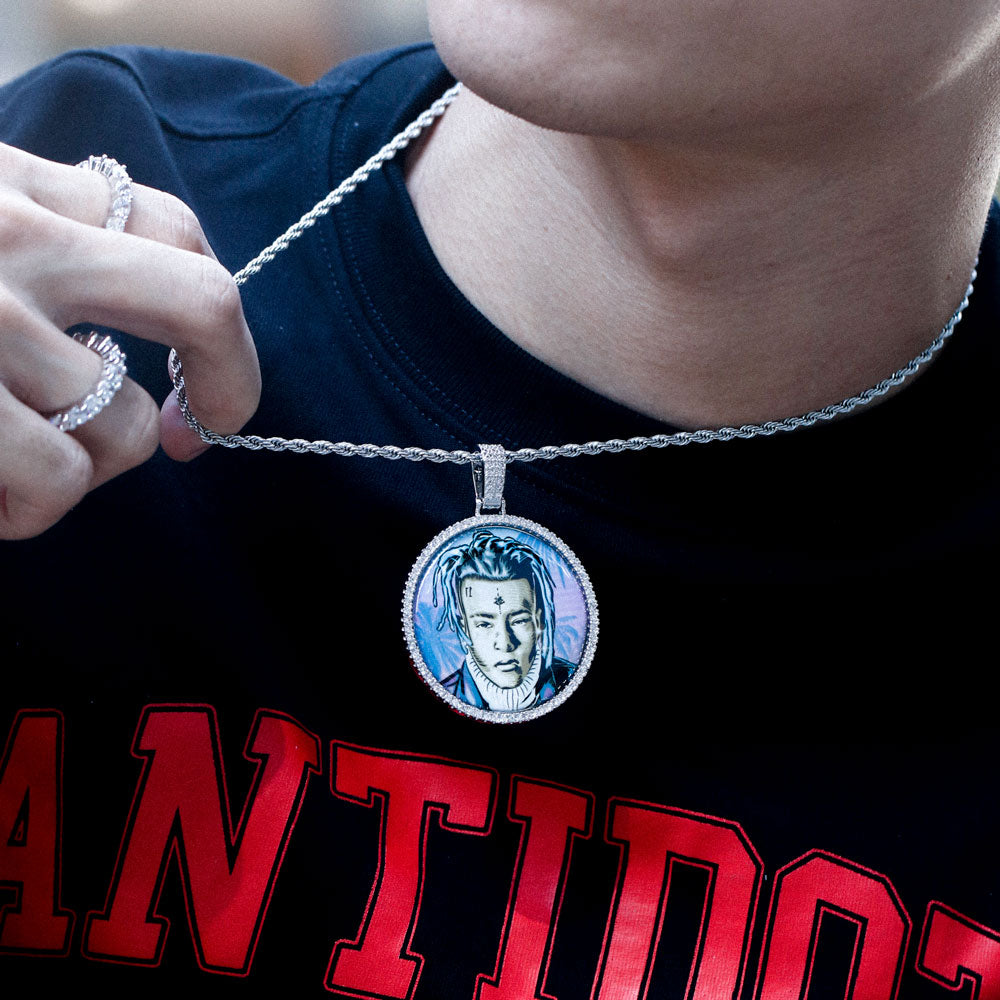 Picture Custom Pendant - Small Round Zirconia Personalized Necklace