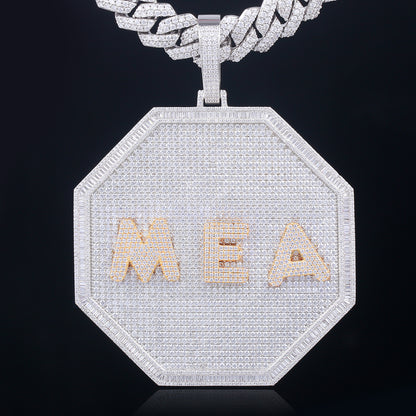 Octagon Pendant Set With Diamonds - Custom Letters