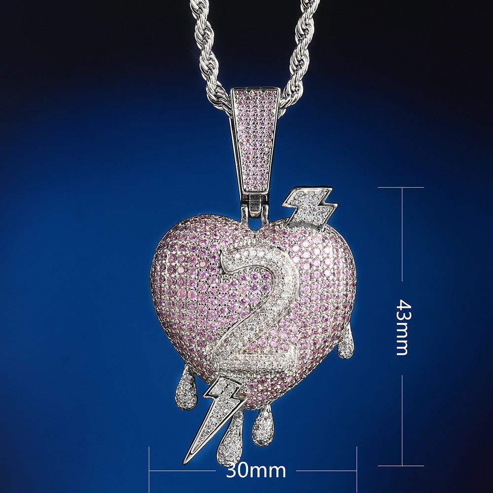 White Gold Iced Heart Pendant Tripodjewelry