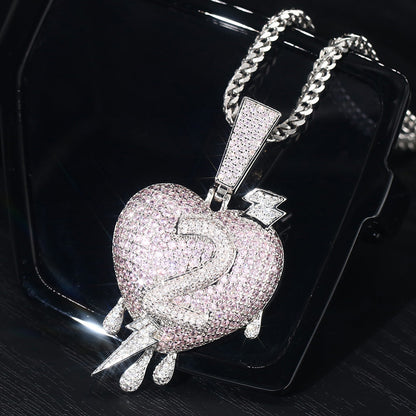 White Gold Iced Heart Pendant Tripodjewelry