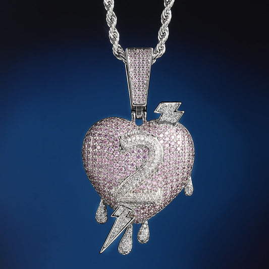 White Gold Iced Heart Pendant Tripodjewelry
