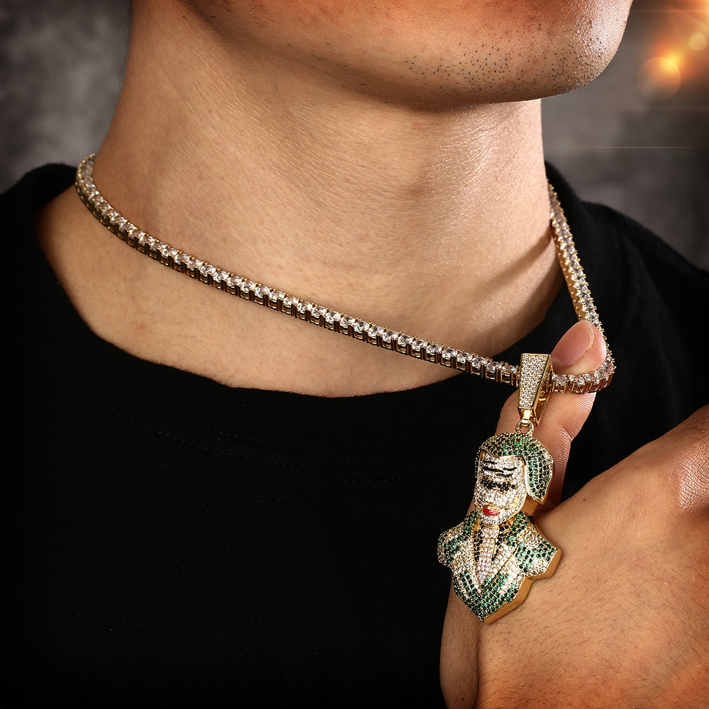 14K Gold Iced Out Cartoon Clown Pendant Tripodjewelry