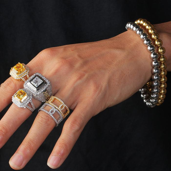 White Gold Iced Out Square Ring Tripodjewelry