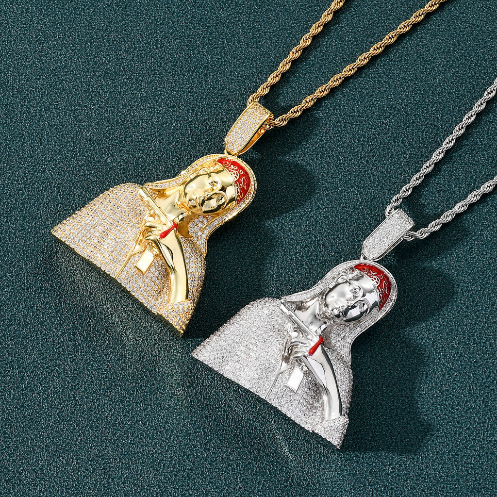 Notre Dame Hip Hop Character Head Retro Pistol Pendant Tripodjewelry