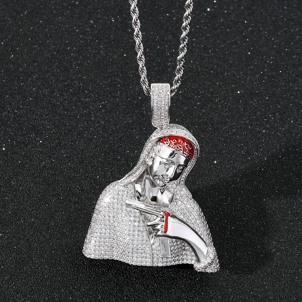 Notre Dame Hip Hop Character Head Retro Pistol Pendant Tripodjewelry