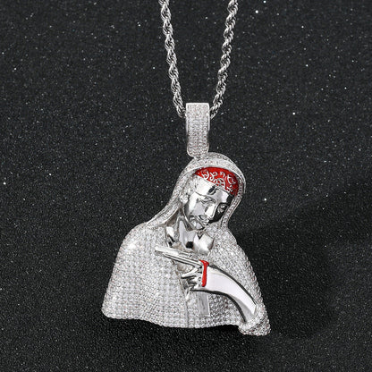 Notre Dame Hip Hop Character Head Retro Pistol Pendant Tripodjewelry