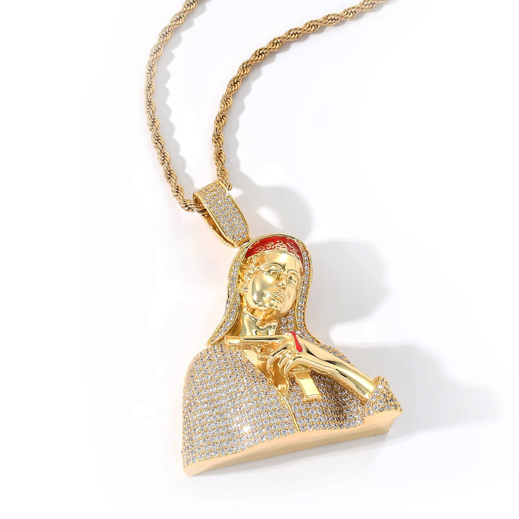 Notre Dame Hip Hop Character Head Retro Pistol Pendant Tripodjewelry