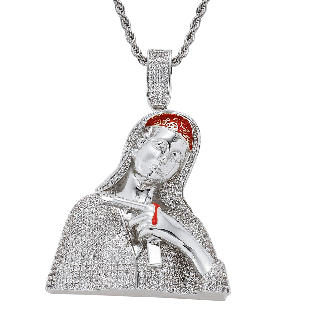Notre Dame Hip Hop Character Head Retro Pistol Pendant Tripodjewelry