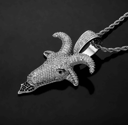 White Gold Goatee Iced Pendant Tripodjewelry