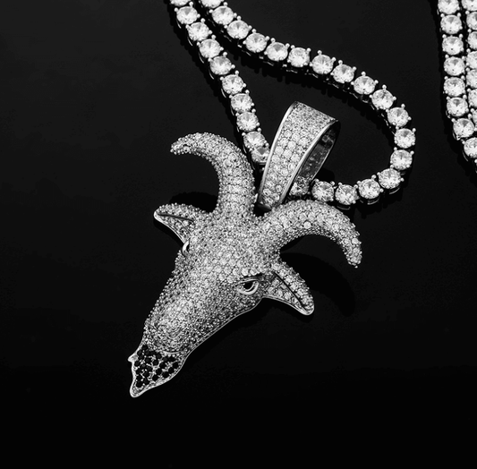 White Gold Goatee Iced Pendant Tripodjewelry