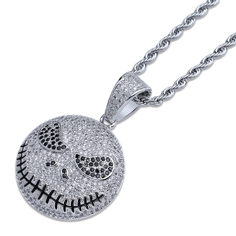 White Gold Iced Jack Skellington Pendant Tripodjewelry