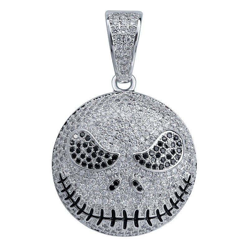 White Gold Iced Jack Skellington Pendant Tripodjewelry