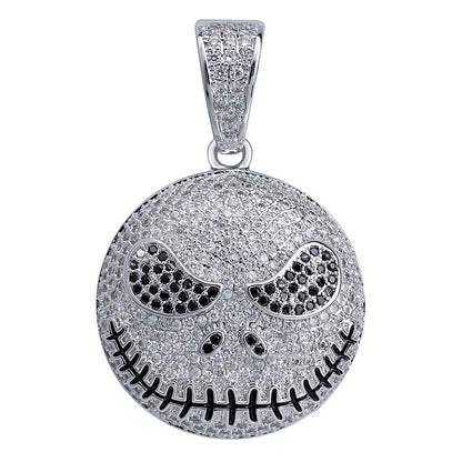 White Gold Iced Jack Skellington Pendant Tripodjewelry