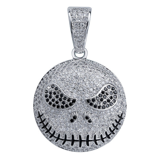 White Gold Iced Jack Skellington Pendant Tripodjewelry