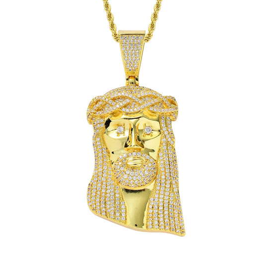 18k Gold Iced Jesus Pendant