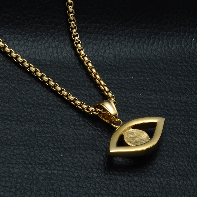 18K Gold Iced Evil Eye Pendant Necklace Tripodjewelry