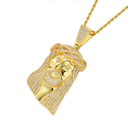 18k Gold Iced Jesus Pendant