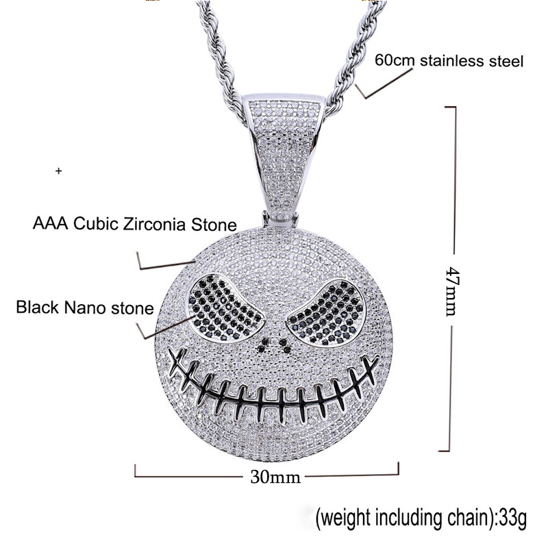 White Gold Iced Jack Skellington Pendant Tripodjewelry