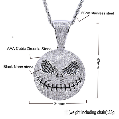 White Gold Iced Jack Skellington Pendant Tripodjewelry