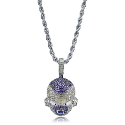 White Gold Iced Frieza Pendant Tripodjewelry