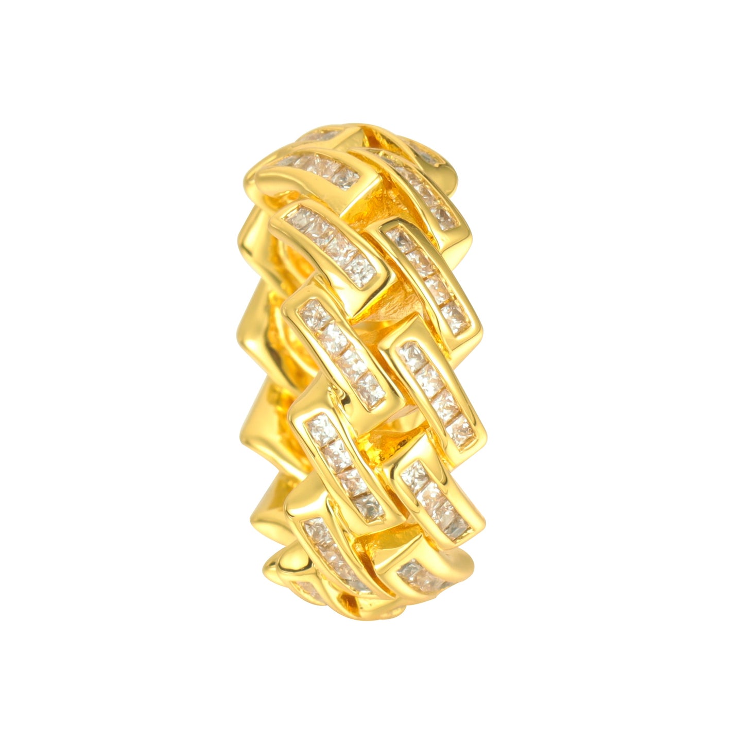 Iced Cuban Link Ring 18K/White Gold Plated Tripodjewelry