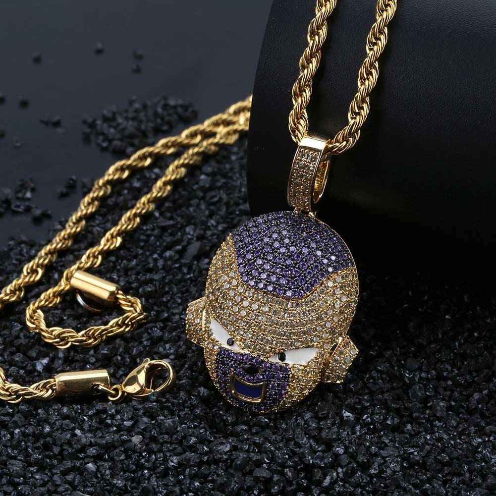 18K Gold Iced Frieza Pendant Tripodjewelry