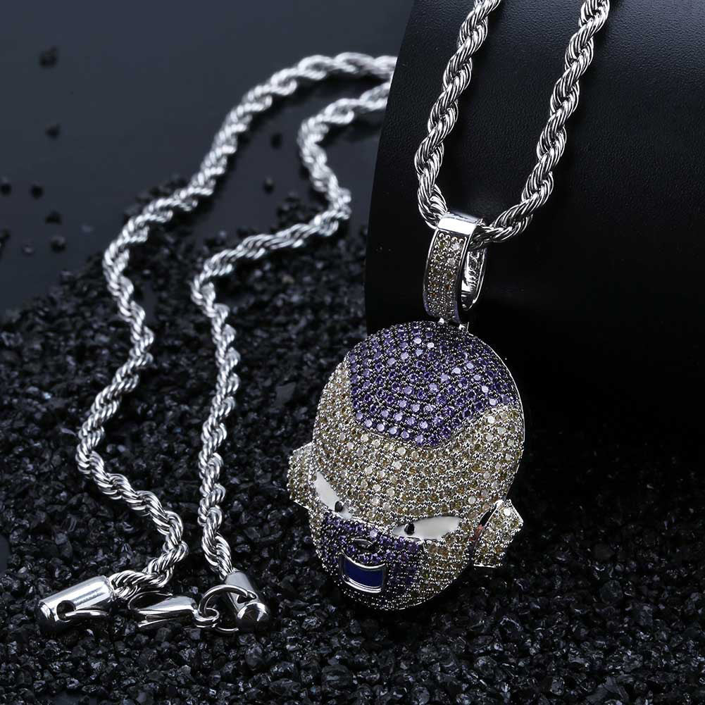 White Gold Iced Frieza Pendant Tripodjewelry