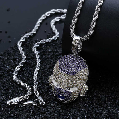 White Gold Iced Frieza Pendant Tripodjewelry