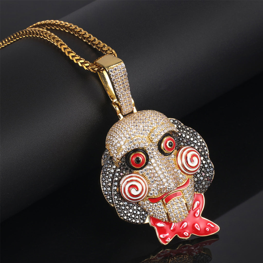 18K Gold Iced Out Jigsaw Pendant Jewelry