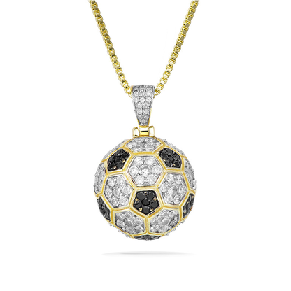 14K Gold Iced Football Pendant Tripodjewelry